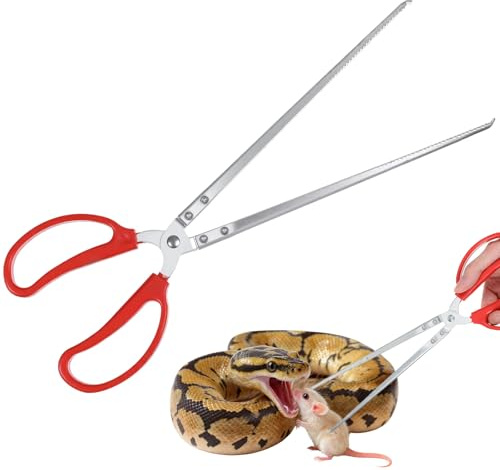 Sorcristy 15 Inch Snake Feeding Tongs for Reptiles, Extra Long Stainless Steel Tweezers with Non-slip Handle for Bearded Dragons, Corn Snake, Leopard Gecko and Aquarium Cleaning