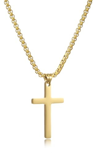 HSWYFCJY Kreuz Kette Herren Silberkette Kette Männer Kreuzkette Kreuz Anhänger Edelstahlkette Herren Schmuck 16-24 Zoll