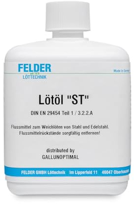 GALLUNOPTIMAL by FELDER Lötöl ST Flussmittel zum Weichlöten von Stahl und Edelstahl, mittel aktiviert, halogenidarm, DIN EN ISO 9454.1 3214 F-SW11, 500 ml Flasche