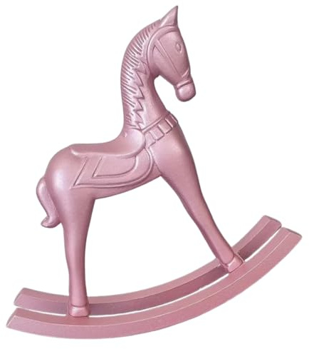 VALICLUD Schaukelpferd Aus Holz Rosa Karussellpferdfigur Holzpferdstatue Pferdedekoration Für Bauernhof Weihnachtskarussellpferd-Ornament Kleine Pferdefigur Feengarten-Ornament Vintage-pfer