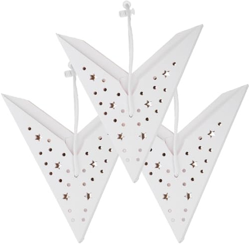 3 Stück Papierstern Weihnachten, 9 Zackig Papier Faltsterne, 35 Cm Ø Papiersterne zum Aufhängen, Weiß Papierstern Lampenschirm für Fenster Weihnachtsdeko, 19.7x19.7x6.3 zoll