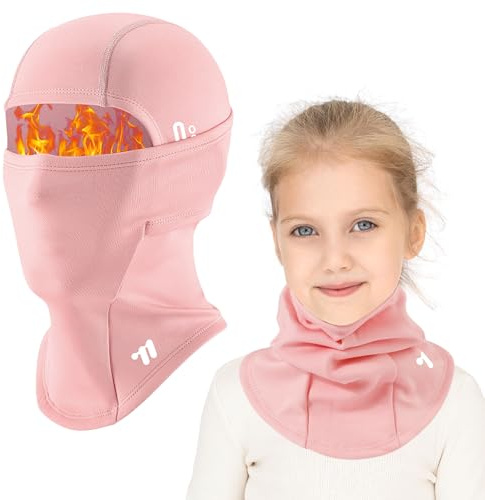 AYPOW Passamontagna Balaclava Invernale in Pile Termico, Multifunzione Antivento Maschera da Sci Ciclismo Caldo Cappello Sottocasco Berretti Cappuccio con Scaldacollo Bici 6-12 Anni Ragazzi Ragazze