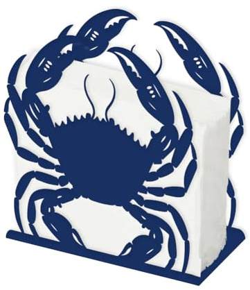 SUPERDANT Portatovaglioli a Forma di Granchio per Tavolo con Tema Marino Dispenser per Tovagliolini da Cocktail in Metallo Blu Organizzatore per Tovaglioli di Carta Accessorio per Decorazione Cucina