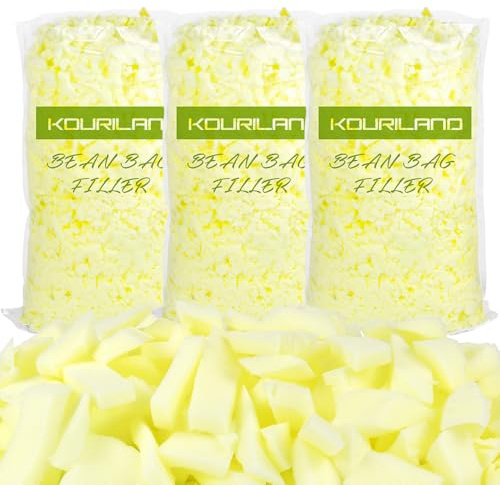 KOURILAND 15lb Bean Bag Filler - Shredded Memory Foam Bean Bag Fill Pillow Filler Bean Bag Refill Couch Cushion Stuffed Dog Bed Chair Art Craft