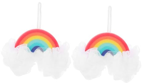 Anneome 2 Stück Teiliges Bunte Badeblumen Regenbogen Badeschwämme zum Sanften Peeling und Hautreinigung Weiche Massageeffekte Vielseitig Einsetzbar für Bad und Dusche für Erwachsene
