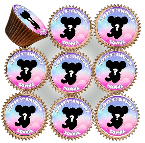 30 x YOUR FAVOURITE CHARACTER BIRTHDAY PERSONALISED EDIBLE ICING 3.8 cms CUPCAKE TOPPERS DECORATIONS PK-553