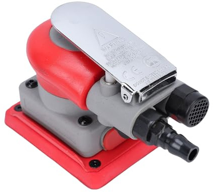 NOENNULL Pneumatic Random Orbital Sander, Light Weight 5mm Orbit 10000rpm Polisher Machine for Stone Rectangle 75 X 100mm Red, High Speed Eccentric Rotating, Small Palm Sander with Press