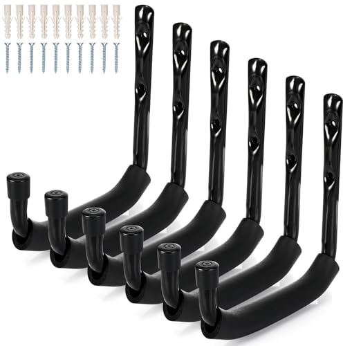 Freyeeti Ganchos para Colgar, Gancho Pared, Ganchos Pareds, 6 Piezas Ganchos de Pared en J Resistentes, para Manguera de Jardín, Silla Plegable y Bicicleta (20 * 20.5 cm)
