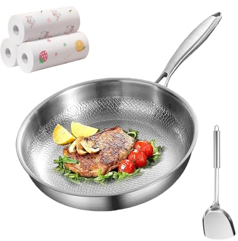 Sarten Titanio Puro, Sarten de Titanio Resistente a Arañazos, Sarten Titanios Medico, Utensilios de Cocina Versátiles para Freír, Hornear, Pescado,Compatible Con Todas Las Placas (Sin tapa, 24cm)