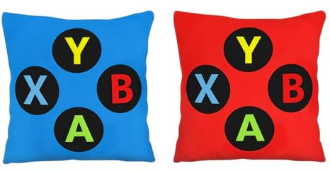 Aurelx Gamer Gift, Set of 2 Game Cushion Covers, 45 x 45 cm, Gaming Controller Cushion Covers, Decorative Gaming Cushion with Invisible Zip, Cushion Covers for Gamer Room