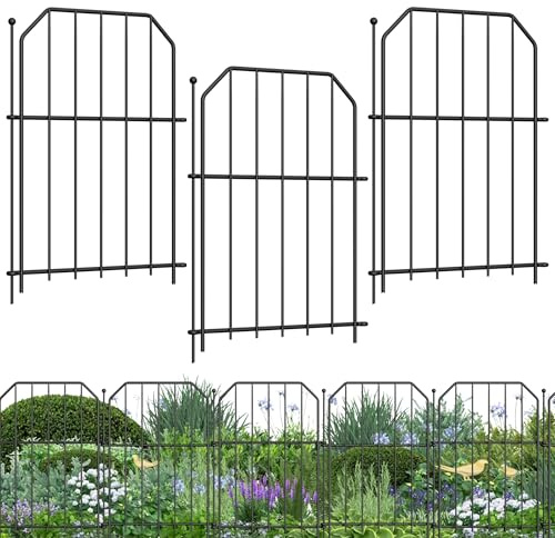 QEENTOE 25PCS Tierbarriere-Zaun Metall Hundezäune für Kaninchen Hund Hof Dekoration Gitterzaun Gartenbeet Steckzaun ohne Graben für Camping Teich Außenbereich Dekorativer Schrägzaun Gartenzaun