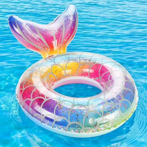 MoKo Aufblasbarer Schwimmring, Meerjungfrau Schwimmreifen, Regenbogen