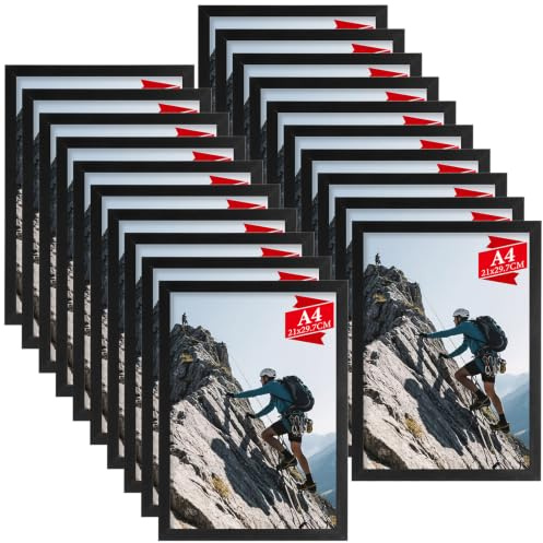 LDXDRU 20 Stück A4 Bilderrahmen 29x21 cm Schwarz Fotorahmen Collage Set für Wohnzimmer Schlafzimmer Kinderzimmer Büro Treppenhaus Flur, Wand- oder Tischaufsteller