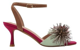 Azarey SANDALIAS FUCSIA TACÓN JOYA MULTICOLOR - (Talla 39)