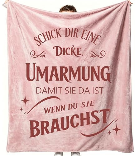 QZYGWCS Beste Freundin Geschenke Decke,Geschenke für Frauen und Männer, Personalisiert Kuscheldecke Umarmung für Frauen Männer Beste Freundin Schwester zum Geburtstag Weihnachten (Rosa, 200 * 150cm)