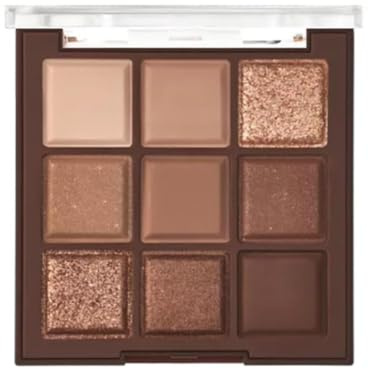 Palette Ombretti Marroni 9 Colori, Palette Occhi Nude con Ombretto Opaco, Shimmer e Glitter, Palette Trucchi Compatta per Trucco Occhi Naturale e Smokey, Cioccolato Caldo
