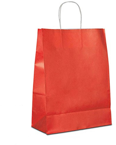 Papiertüten rot mit Kordel-Henkel I 300 Stk. 18+08x22cm I Papiertragetasche für Einzelhandel, Weihnachten, Mitbringsel, TO-GO I Geschenktüten aus Kraftpapier I HUTNER