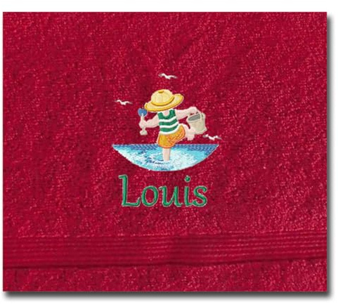 Besticktes Gästehandtuch Kinderhandtuch mit Strand-Motiven und Name | kindgerecht, personalisierbar