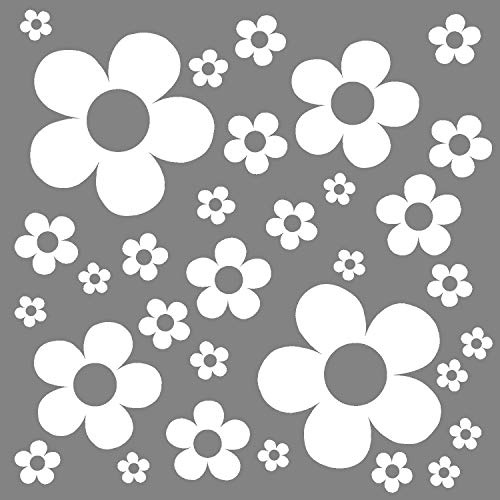 timalo® Autoaufkleber Blumen Blumenaufkleber Set Auto Aufkleber | 75025-weiss-M