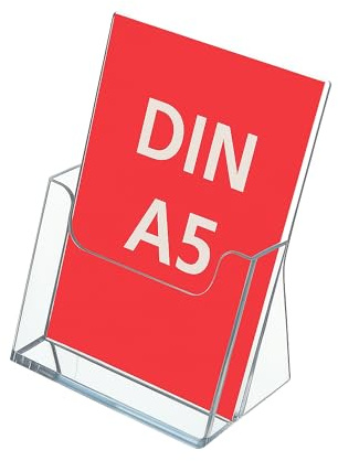 ogoPLUS 10 Stück Prospektständer DIN A5 Hochformat / Prospekthalter Flyer-Ständer Werbung Aufsteller Tisch-Prospektständer / Prospektbox / Werbung, glasklar