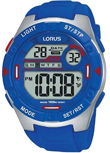 Lorus R2301NX9 Mens Digital Watch with Electric Blue Soft Silicone Strap