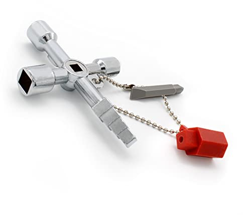 AMONENZ Chiave a Croce Universale, Pratico Triangolo Croce Chiave Strumento, Argento Chiave Quadro Elettrico, per Contatori di Acqua ed Elettricità, Contatori del Gas