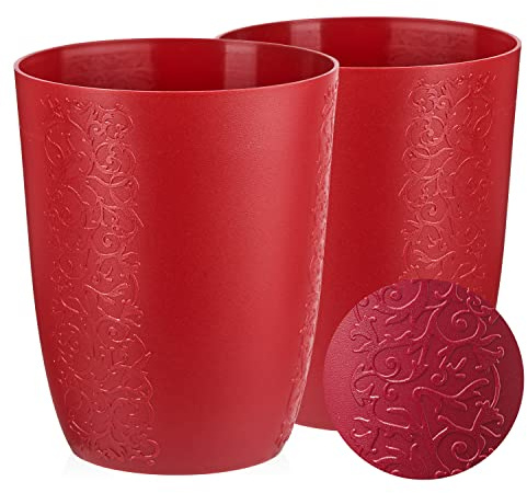 Tymar Pots de Fleurs pour orchidée, Lot de 2, en Plastique, la Transparent, (Rouge, ø 12,5 cm)