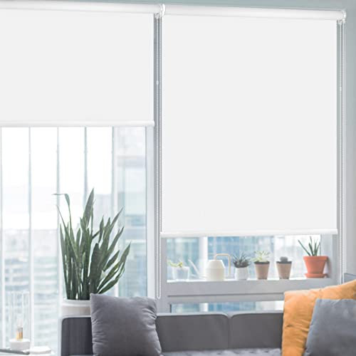 HIDODO Thermal Roller Window Blinds, Blackout Roller Blinds for Windows, Waterproof Fabric Blinds UV Protection Fit Bedroom, Living Room, Bathroom, Kitchen and Doors, 51 x 183 cm, White