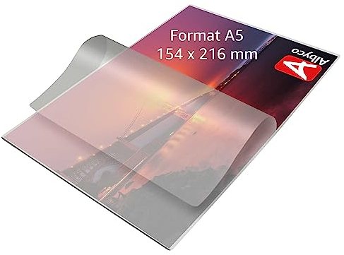 Albyco Laminierfolien, Laminiertaschen - Format A5, 154x216 mm - Dicke 2x80 (160) Mikron - Glänzend - 100 Stück - Transparent
