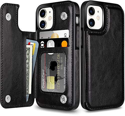 Coolden Handyhülle für iPhone 11 Hülle mit Kartenfach Ständer Klapphülle | Premium Magnetische Flip Case Cover Dauerhaft Stoßfeste Schutzhülle Brieftasche Klappbar Leder Hülle für iPhone 11, Schwarz