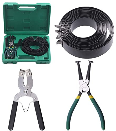Swpeet Lot de 17 Pinces d'Installation de Piston Réglables - Noires et Vertes pour Compresseur d'Anneau de Voiture - 6,1 à 14,5 cm Avec Boîte de Transport