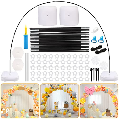 BraveKoi Balloon Arch Kit with Stand, Adjustable,10 Ft Reusable | DIY Kit with 2 Water Fillable Base and 50 Balloon Clips and Also Bendable Fiber Rod, For Wedding, Graduation, Birthday,Party