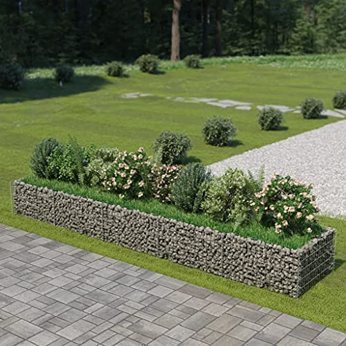 Tidyard Gabbione,Fioriera,Letto Rialzato,Metallo,da Giardino,da Esterno,in Acciaio Zincato,450x90x50 cm,Gabbione da Giardino,Fioriera da Giardino,Gabbione da Esterno,Fioriera da Esterno