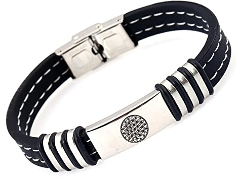 ForeverWill Stilvolles Blume des Lebens Armband für Damen Herren, Kraftvolles Mandala Chakra Samen des Lebens Endlose Kreise Energie Yoga Armband, Heilige Geometrie Schmuck Erinnerung, 8,26 Zoll