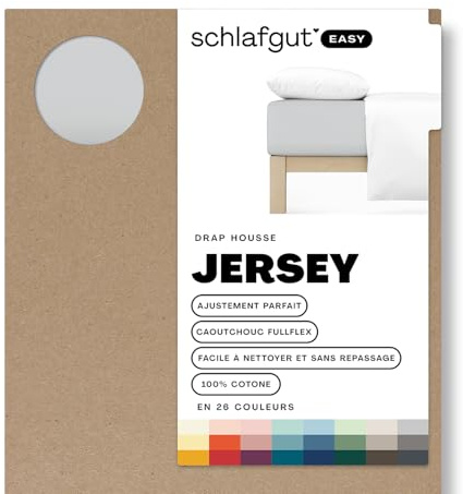Schlafgut Easy Jersey Spannbettlaken 180x200 bis 200x200 Grey Light, Spannbetttuch aus 100% Baumwolle