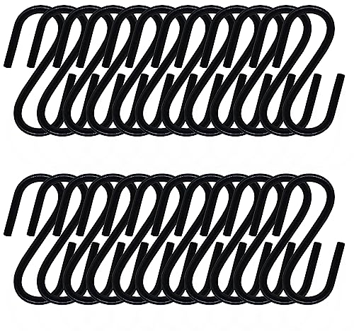 Litoexpe 120 Stück Mini-S-Haken zum Aufhängen von Pflanzen und Kleidung, kleine S-Haken, strapazierfähig, S-förmige Haken, schwarz, S-förmiger Haken, 14 mm