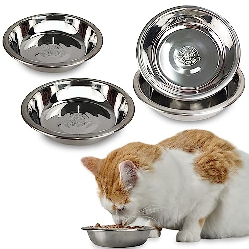Katzennäpfe aus Edelstahl, 14 cm, Metall-Katzennapf, Katzenfutterschalen für Indoor-Katzen, Schnurrhaar, Müdigkeit, flacher Katzenfutterschale, Kätzchen-Futternapf, erhöhte Futternäpfe für Katzen, 4
