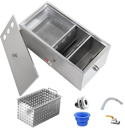 Bac à Graisse Restaurant, Séparateur D'eau et D'huile D'eaux Usées de Piège à Graisse en Acier Inoxydable avec Panier Filtrant Amovible for Restaurant, Café, Cuisine à Domicile ( Size : 60*40*30cm )