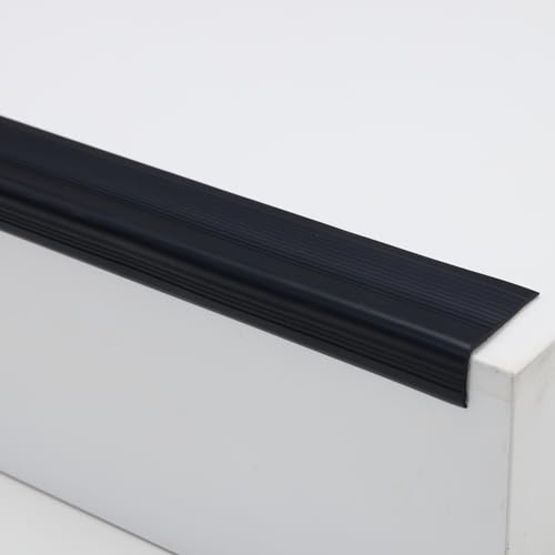 Trimold Vinyl-Anti-Rutsch-Treppenkante, selbstklebende, rutschfeste Treppenstufe, flexible Gummistufen, Kantenschutz-Formleiste für den Außen- und Innenbereich (10m, Schwarz)