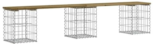 vidaXL Banco de Jardín Diseño Gaviones, Banca de Piedras de Picnic, Asiento Decorativo, Mueble para Parque Patio, Madera de Pino Impregnada