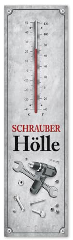 Kult-Thermometer + Schlüsselhalter - Schrauber Hölle - Alu Innen+Aussen T007