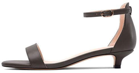 HEUIVZAR Femmes Kitten Talon Heel Ouvert Rond Bout Lanières Cheville Sandales Dress Boucle Bureau Danse Été Chaussures 3 CM Heels Métallique 39 EU