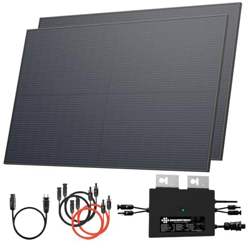 Solarway® 880W Balkonkraftwerk 800W komplett Steckdose - neuester 800 Watt Wechselrichter - Solaranlage Komplettset - 440W bifaziale Solarmodule & Envertech & Zubehör