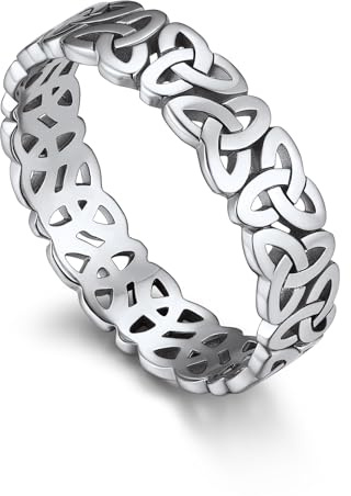 Bandmax Verlobungsring Herren Ringe Silber 925 Bandring 5mm breit Keltischer Knoten Ring Größe 62mm Hochzeitsringe Partnerringe Wikingerschmuck für Valentinstag