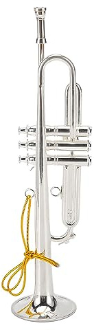 XHTLLO Trompette Miniature 14 Cm en Cuivre Argenté, Mini Trompette Réaliste Exquise pour Voiture, Sac à Dos, Sac à Main, Arbre De Noël
