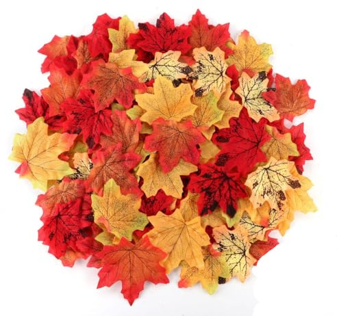 CZAYEFNH Ahornblätter, 500 Pcs 8 cm Deko Herbstblätter Künstliche Ahornblatt Girlande, Herbstlaub Herbst Blätter Deko, für Erntedankfest Hochzeiten Halloween Christmas Herbst Party Tisch Dekoration