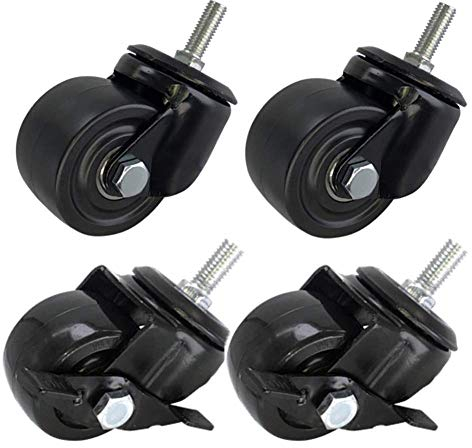 4 Hochleistungsrollen, Industrieräder, Nylon-Transportrollen, 1,5 Zoll (40 mm), 2 Zoll (50 mm), M10-Gewinde, Universal-Drehwagen, Möbelrollen mit Bremse, Doppellager, 400 kg – Schrauben