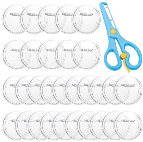 30 personalisierte runde Abzeichen, Kunststoff, transparente Knöpfe, Acryl-Knopf-Abzeichen, Set für Bastelbedarf