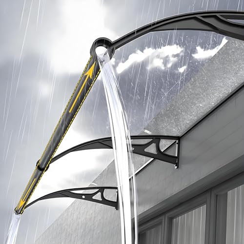 Marquise de Porte Extérieure, Auvent De Porte Et Fenêtres, Marquise Porte D'Entree, Contre Pluie Neige UV, pour Maison, Balcon, Garage, Fenêtre, Terrasse Facile à Installer,(Transparent,60x60cm/24x24