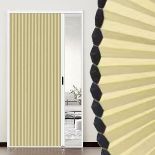Puerta Plegable Corredera Puerta Plegable De Nido De Abeja Con Sistema Push-pull (203 Cm De Alto), Invisible, Para Cocina O Interior, Con Cerradura, Riel Bajo Y Panel Amarillo, Blanco(A WXH,42X80IN(10